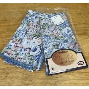 Town & Country Linen Corp Cottage Floral Set of 4 Napkins Springtime 18x18" Blue